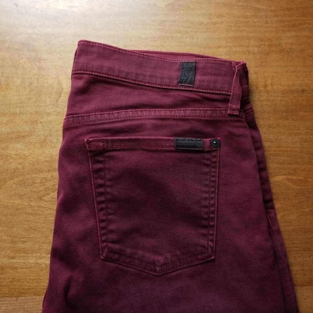 EUC 7fam burgundy the skinny jeans